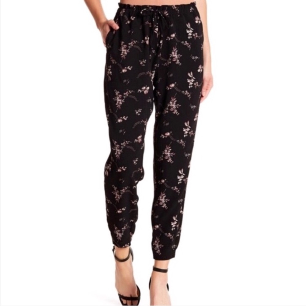 Nordstrom 14th & Union Joggers Black Floral